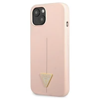 Guess GUHCP13SSLTGP iPhone 13 mini 5.4" rozā cietais apvalks silikona trīsstūris
