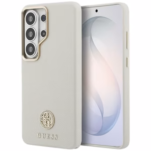 Guess maciņš Rhinestone Round Logo MagSafe priekš Samsung Galaxy S26 Ultra smilškrāsas