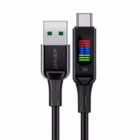 Acefast C7-04 USB-A USB-C 60W 1.2m kabelis ar ekrānu - melns