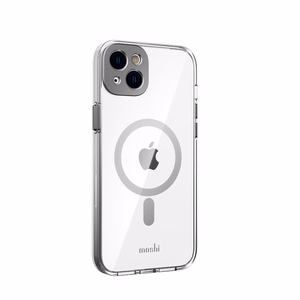 Moshi iGlaze vāciņš ierīcei iPhone 14 Plus, saderīgs ar MagSafe, caurspīdīgs ar “Meteorite Gray” krāsas detaļām