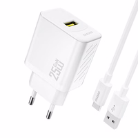 Dudao A27STEU 25W GaN USB-A Wall Lādētājs with USB-A - USB-C Kabelis - Balts