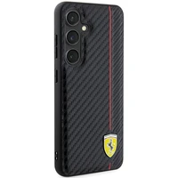 Ferrari Carbon Printed Line viedtālruņa apvalks Samsung Galaxy S24 - melns