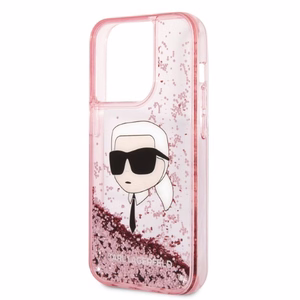 Karl Lagerfeld Spīdums Karl Galvas viedtālruņa apvalks iPhone 14 Pro - rozā