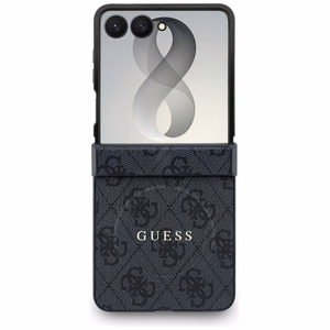 Melns Guess 4G Classic MagSafe vāciņš Samsung Galaxy Z Flip8 tālrunim