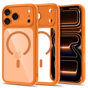 Tech-Protect MagPeak MagSafe CC maciņš, paredzēts iPhone 18 Pro / 17 Pro, caurspīdīgs oranžs