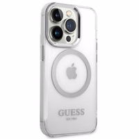 Guess GUHMP14XHTRMS iPhone 14 Pro Max 6.7" sudrabains/sudrabains cietais apvalks Metāla kontūra Magnētiskais