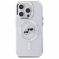 Karl Lagerfeld IML Metāla Karl&Choupette galva MagSafe apvalks iPhone 15 Pro Max - balts