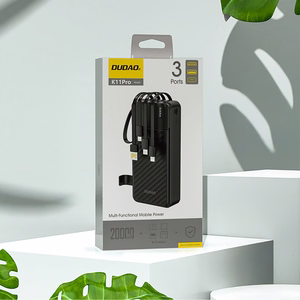 Dudao K11 Pro 20000mAh внешний аккумулятор со встроенными кабелями - Чёрный