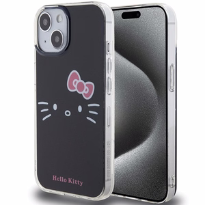 Hello Kitty IML Kitty Face viedtālruņa apvalks iPhone 15 - melns