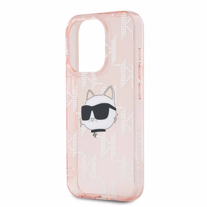 Karl Lagerfeld IML Choupette galvas un monogrammas apvalks iPhone 15 Pro Max - rozā