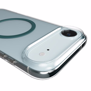 Puro Lite Mag TPU+PC viedtālruņa apvalks saderīgs ar MagSafe iPhone 17 Air - caurspīdīgs ar tirkīza gredzenu