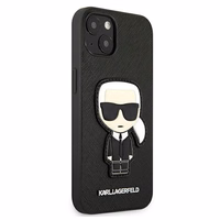 Karl Lagerfeld Saffiano Ikonik Karl's Patch Apvalks iPhone 13 mini - Melns