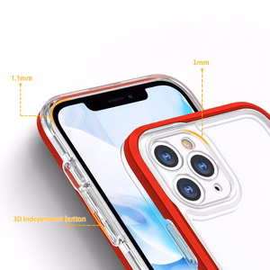 Прозрачный чехол 3in1 для iPhone 11 Pro Max гелевый с рамкой красный