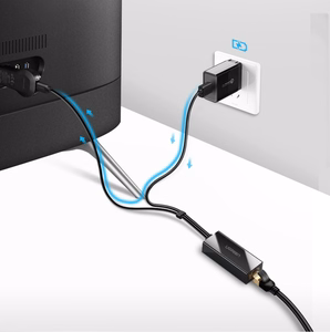 Ugreen 30985 ārējā tīkla karte Chromecast ar micro USB / USB-A savienotājiem 100Mb/s 1m melna