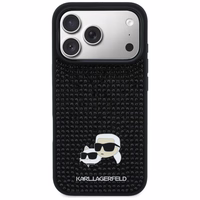 Karl Lagerfeld Rhinestones Karl&Choupette piespraudņu futrālis iPhone 17 Pro - Melns