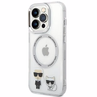 Karl Lagerfeld KLHMP14XHKCT iPhone 14 Pro Max 6.7 "cietais apvalks caurspīdīgs / caurspīdīgs Karl & Choupette alumīnijs Magnētiskais
