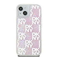 DKNY šķidrā spīduma vairāku logotipu viedtālruņa apvalks iPhone 15 / 14 / 13 - rozā