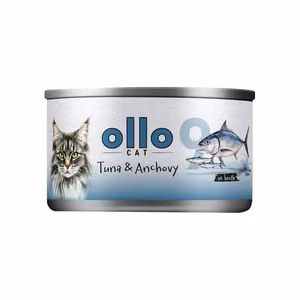 Ollo Cat No. 9 – mitrā kaķu barība ar tunci un anšoviem buljonā, 70 g