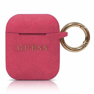 Guess GUACCSILGLFU AirPods apvalks fuksijas/fuksijas silikona spīdīgs
