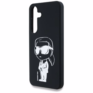 Karl Lagerfeld silikona grafiti Ikonik logotips ar magnētisko Samsung Galaxy S25 viedtālruņa apvalks melns