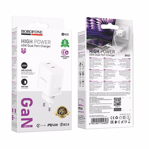 Borofone сетевое зарядное устройство BN31 Cargador GaN - 2xType C - QC 3.0 PD 45W белый