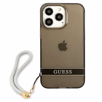 Guess GUHCP13LHTSGSK iPhone 13 Pro / 13 6.1" melns/melns cietais apvalks caurspīdīga siksna