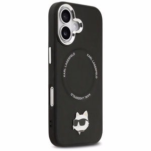 Karl Lagerfeld Choupette Pin Magnētiskais viedtālruņa apvalks iPhone 17 - melns