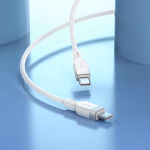 Kabelis USB C uz USB C Hoco 3A 60W silikona 1 m X109 balts