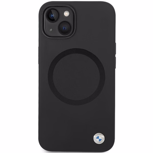 BMW BMHMP14SSILBK2 viedtālruņa apvalks iPhone 14 - melns Signature Liquid Silicone MagSafe