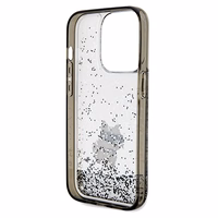 Karl Lagerfeld Liquid Glitter Choupette viedtālruņa apvalks iPhone 14 Pro Max - caurspīdīgs
