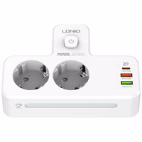 Beline pagarinātājs ar LED apgaismojumu 2xUSB-A/USB-C/2xAC balts