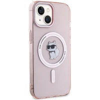 Karl Lagerfeld IML Choupette Magnētiskais viedtālruņa apvalks iPhone 15 - rozā
