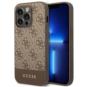 Guess GUHCP14XG4GLBR iPhone 14 Pro Max 6.7" brūns/brūns cietais apvalks 4G Stripe kolekcija