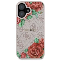 Guess GUHMP16SP4ROPEMCP iPhone 16 6.1" rozā/rozā cietais apvalks 4G Ziedu Druka Magnētiskais