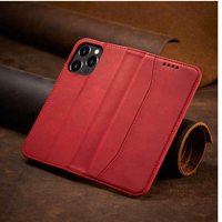 Magnet Fancy Case viedtālruņa apvalks iPhone 14 Pro Max ar flip vāciņu, maku funkciju un statīvu - sarkanās krāsas