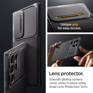 Spigen Optik Armor viedtālruņa apvalks Samsung Galaxy S24 Ultra - melns