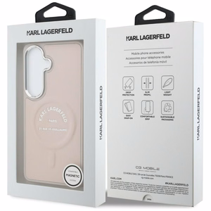 Karl Lagerfeld Embossed Ring RSG Logo MagSafe maciņš Samsung Galaxy S26 rozā
