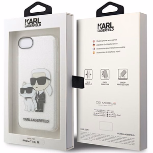 Karl Lagerfeld KLHCI8HNKCTGT iPhone 7/8/ SE 2020 / SE 2022 caurspīdīgs cietais apvalks Gliter Karl&Choupette