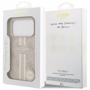 Guess 4G MagSafe futrālis ar svītrām iPhone 17 Pro - Rozā krāsā