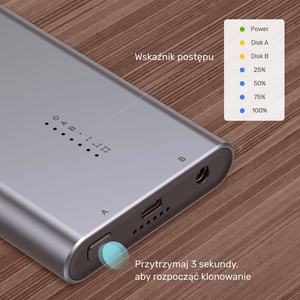 UNITEK S1206A SolidForce USB-C – PCIe/NVMe M.2 SSD, 10 Gbps, dubults ielādes nodalījums ar klonēšanas funkciju