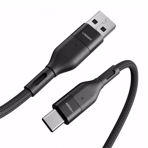 VEGER kabelis USB A uz Type C PD 5A 100W AC03 1,2 m melns