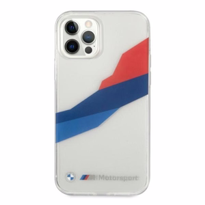 BMW Motorsport trīskrāsu viedtālruņa apvalks iPhone 12 Pro Max - caurspīdīgs