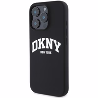 DKNY Silikona baltais drukāts logotips magnētiskais iPhone 16 Pro viedtālruņa apvalks - melns