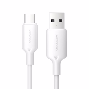 USB 2.0 A uz USB-C 3A kabelis Vention CTQWF 1M (balts)