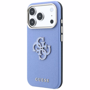 Guess Grained & Big Resin Logo vāciņš iPhone 18 Pro Max / 17 Pro Max – zils
