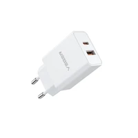 VEGER ceļojumu lādētājs USB A + Type C PD QC3.0 3A 30W VLS302U balts