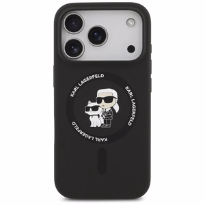 Karl Lagerfeld Silikona Karl&Choupette Gredzena Magnētiskais viedtālruņa apvalks iPhone 17 Pro Max - melna