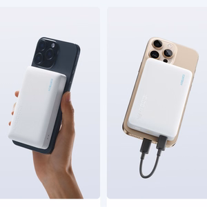 Cuktech WPB100N ārējais akumulators 10 000 mAh, 20 W, ar magnētisku stiprinājumu un statīvu – balts