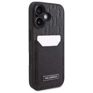 Karl Lagerfeld Kartes Slotu Monogramma iPhone 16 Viedtālruņa Apvalks - Melns
