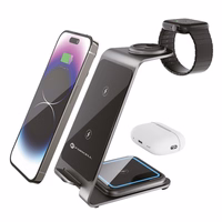 Forcell F-ENERGY Simply Charge 3in1 alumīnijs saderīgs ar Apple Watch un Samsung Watch pelēks